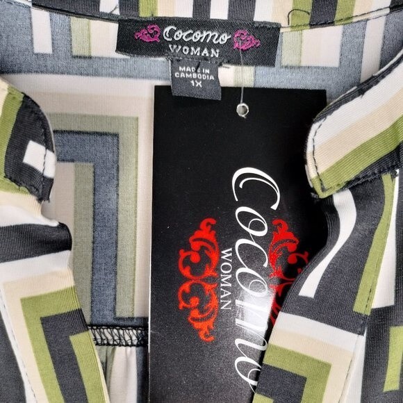 NWT Cocomo Plus Size 3X Black Multi Color Studded Pintuck Sleeveless Top - Picture 5 of 6